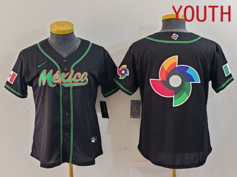 Youth 2024 World Cub Mexico Blank Black Nike MLB Jersey style 2